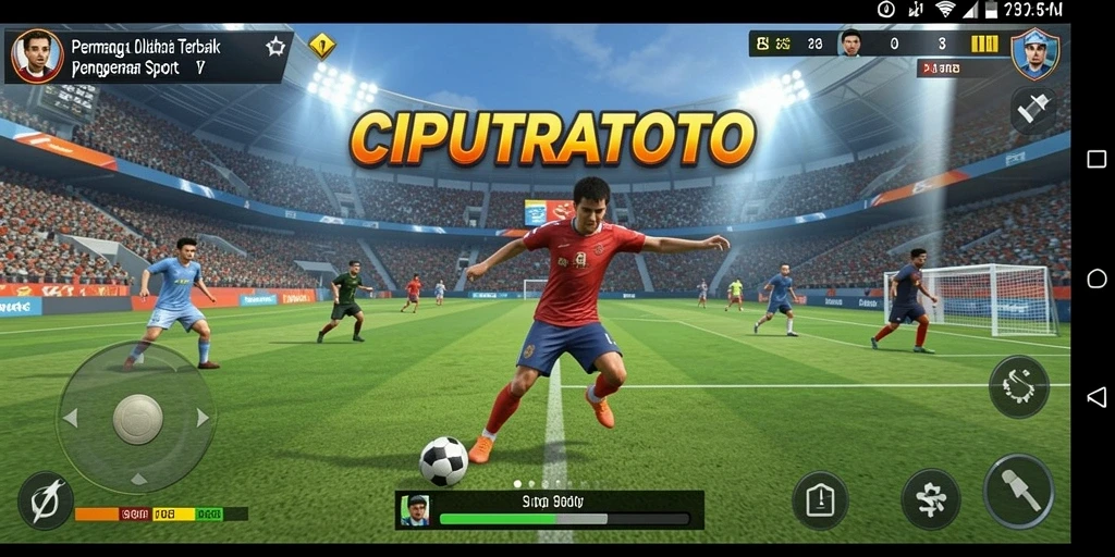 Screenshot utama menampilkan aksi seru dalam permainan olahraga.