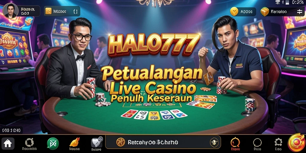 Screenshot HALO777 menampilkan gameplay Live Casino yang mendebarkan.