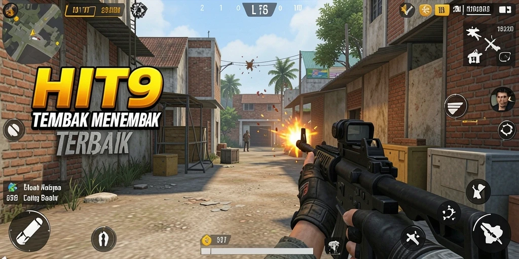 Tangkapan layar gameplay yang menunjukkan aksi menembak seru di HIT9.