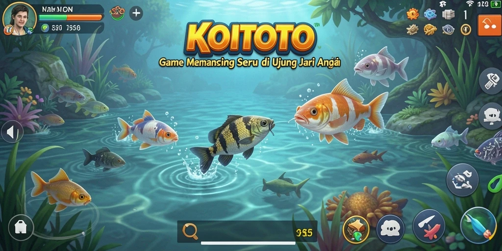 Tampilan gameplay KOITOTO yang menawarkan pengalaman memancing yang realistis.