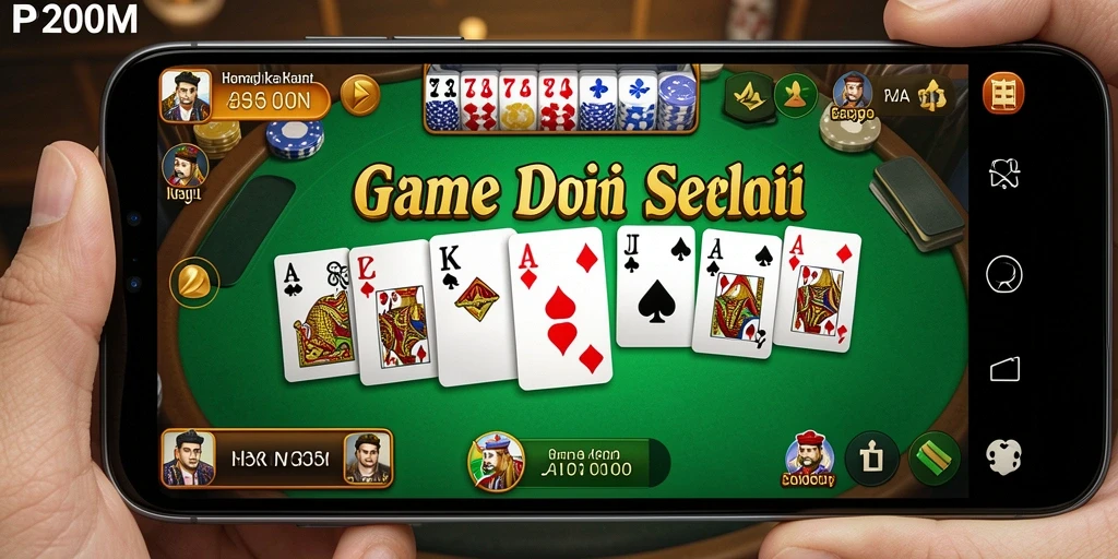 Tampilan menarik saat bermain P200M dengan gameplay domino yang seru.